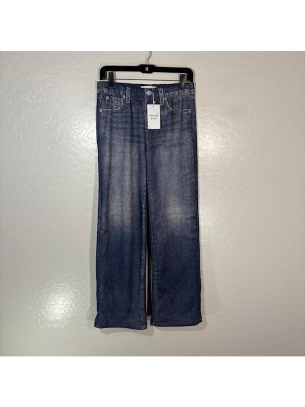 Mila Rosabella Jeans Womens M Blue Medium Wash Wide Leg Elastic Waist Stretch